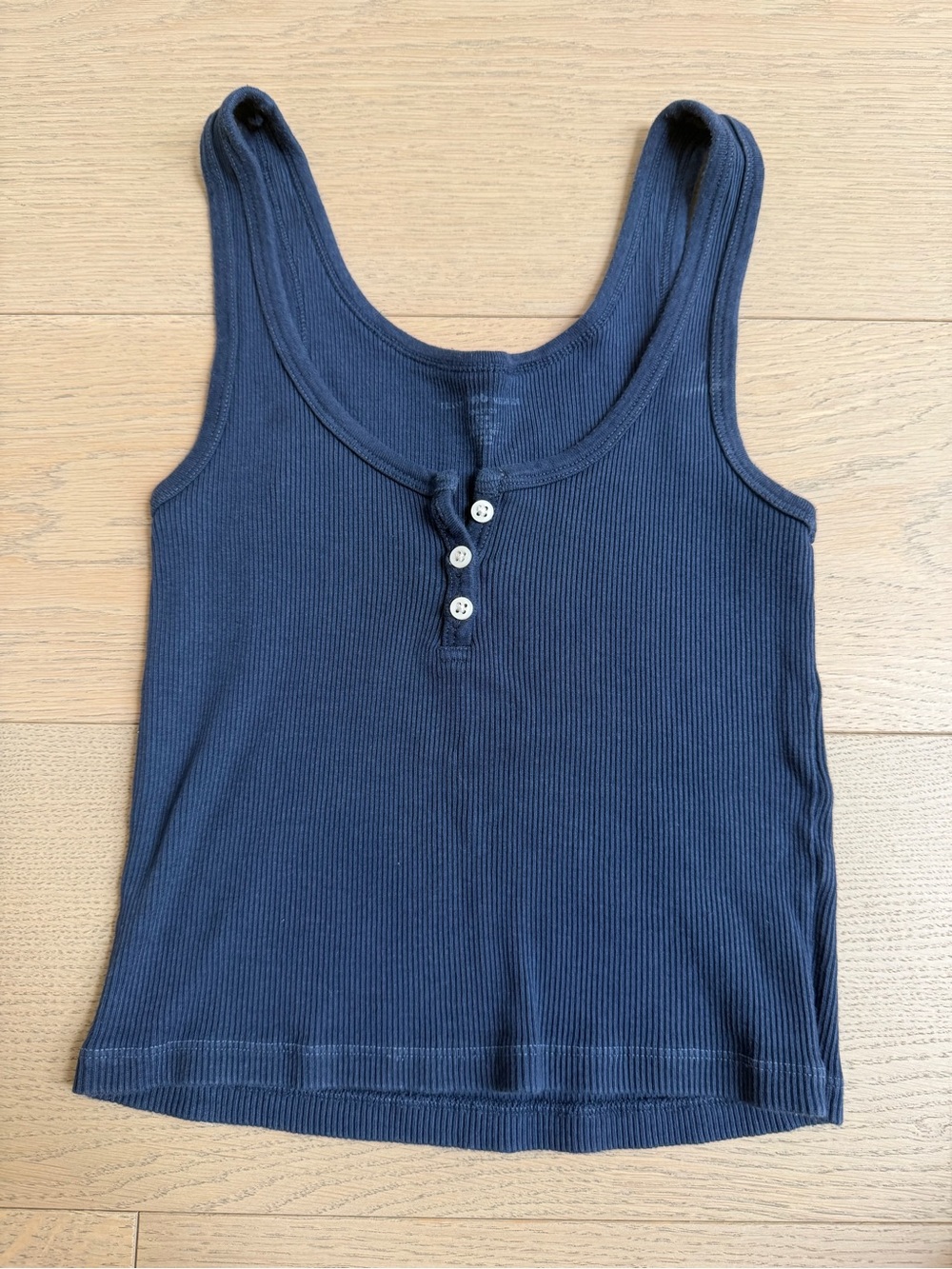 Brandy Melville Navy Ribbed Tank with Button Placket